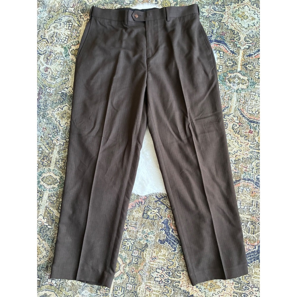 Croft & Barrow Mens Flat Front Microfiber Dress Pants Brown‎ 36x32 Expand Waist